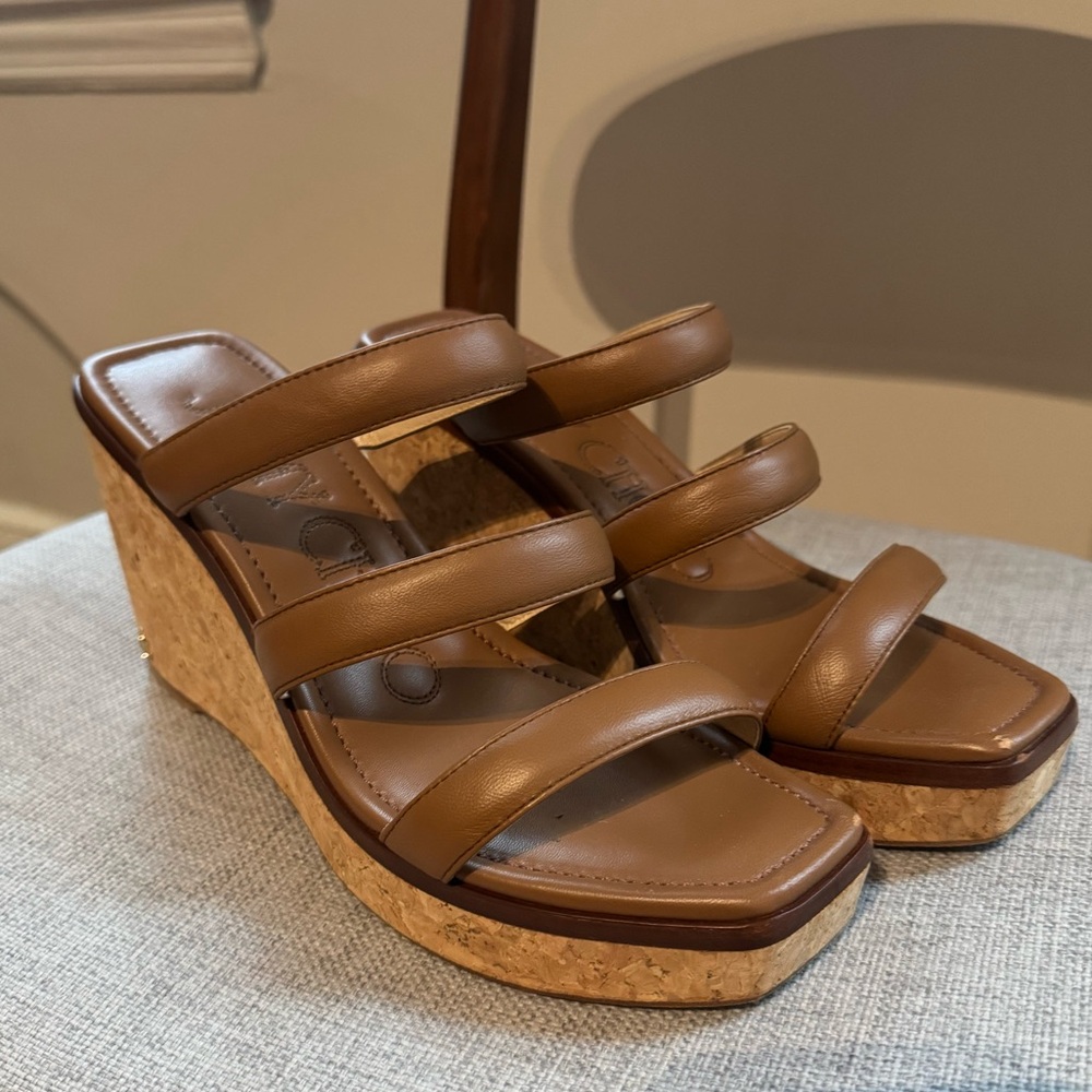 Jimmy Choo Athenia Wedges in Brown Leather